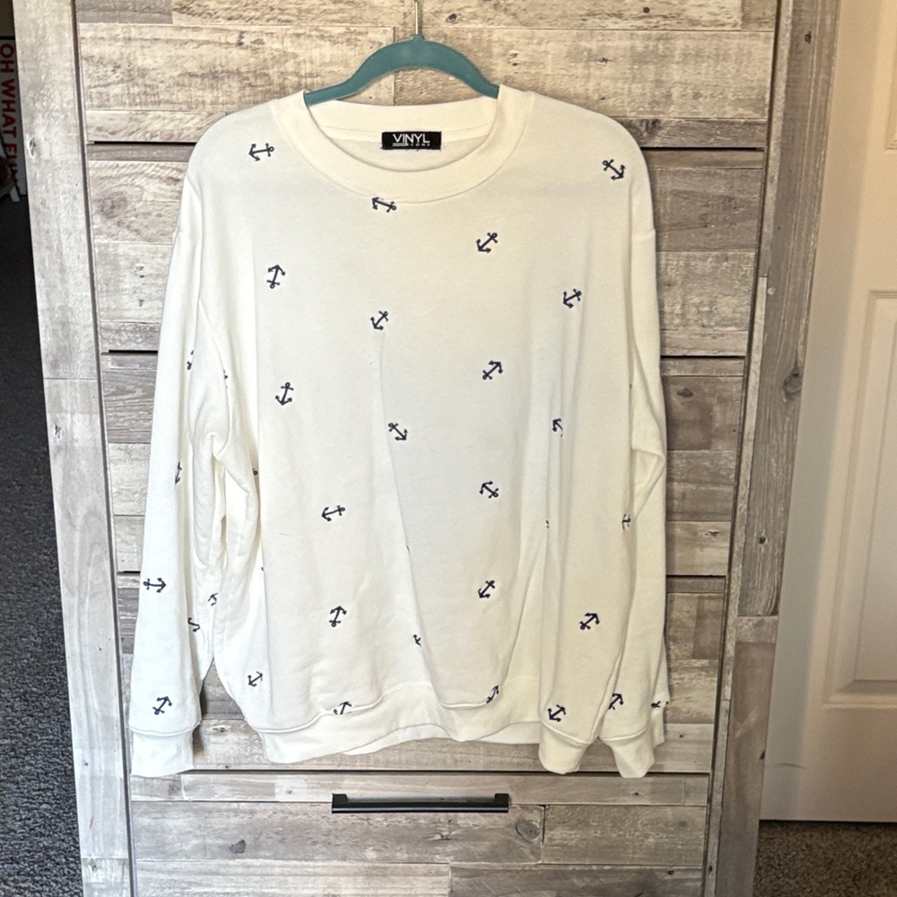 VNYL White Anchor Print Women's Sweater